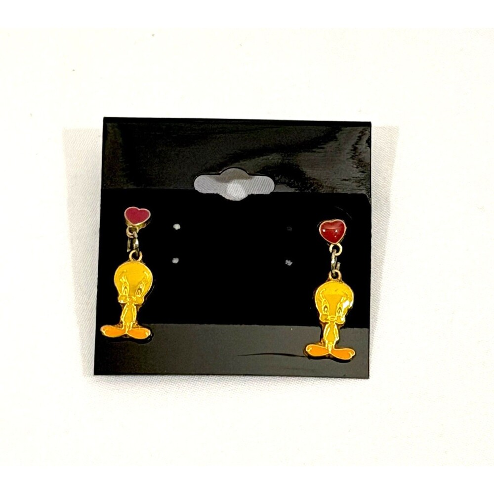 Foster Grant Looney Tunes Tweety Bird Heart Dangle Earrings